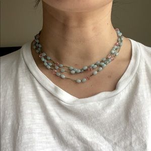 Turquoise and pink beaded necklace